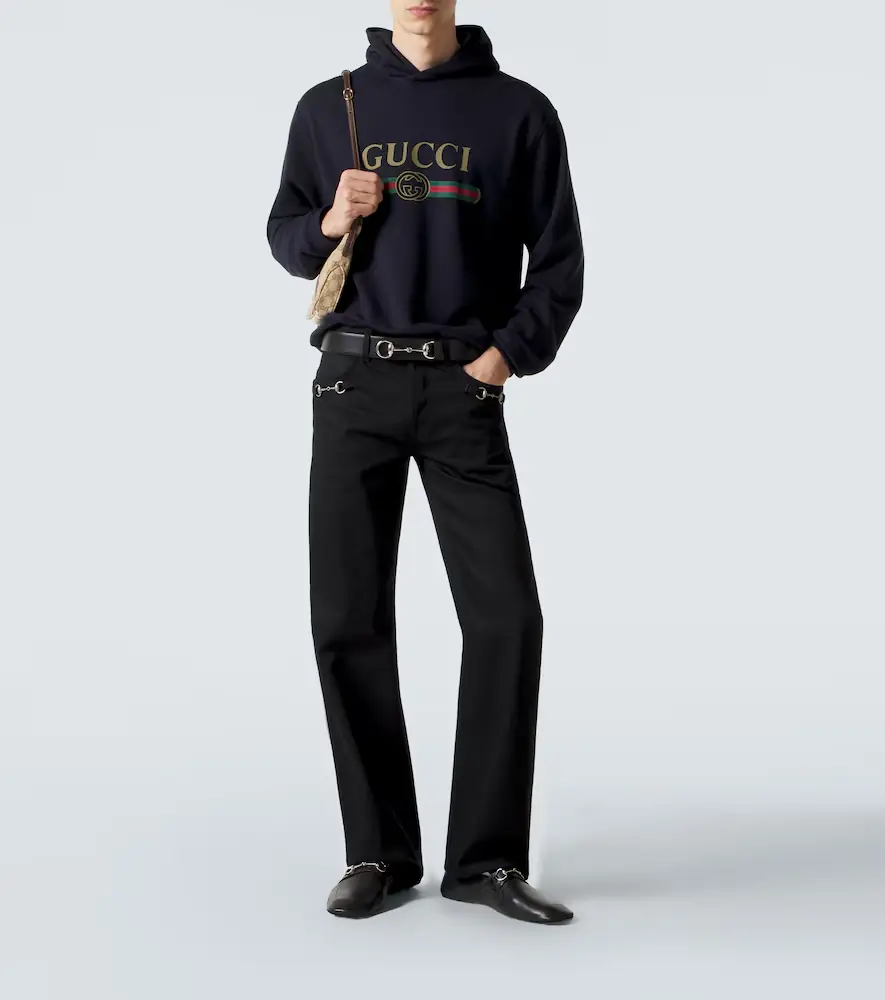 Gucci Logo cotton and cashmere jersey hoodie | Thumbnail 3