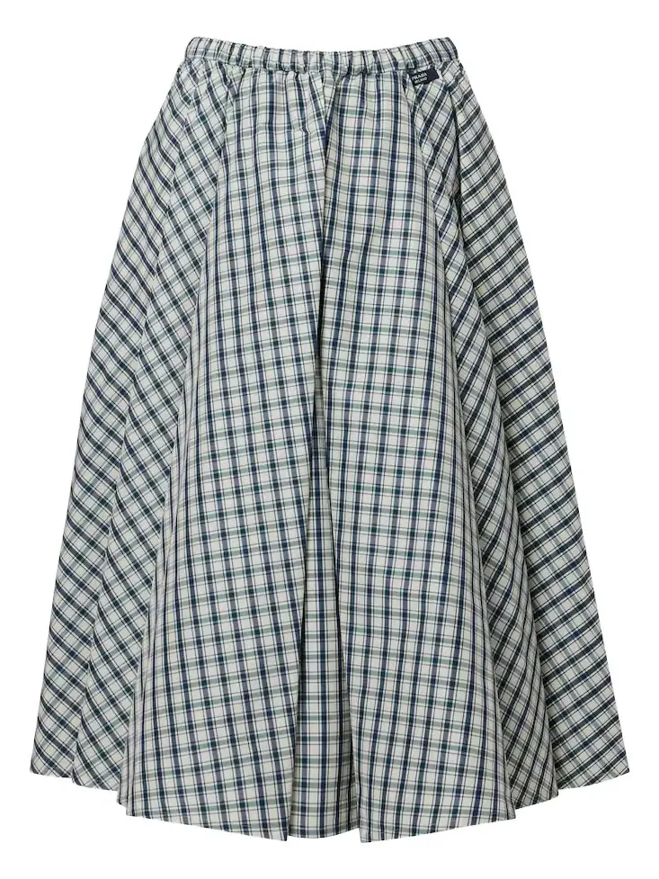 Checked cotton-blend chambray midi skirt Checked cotton-blend chambray midi skirt