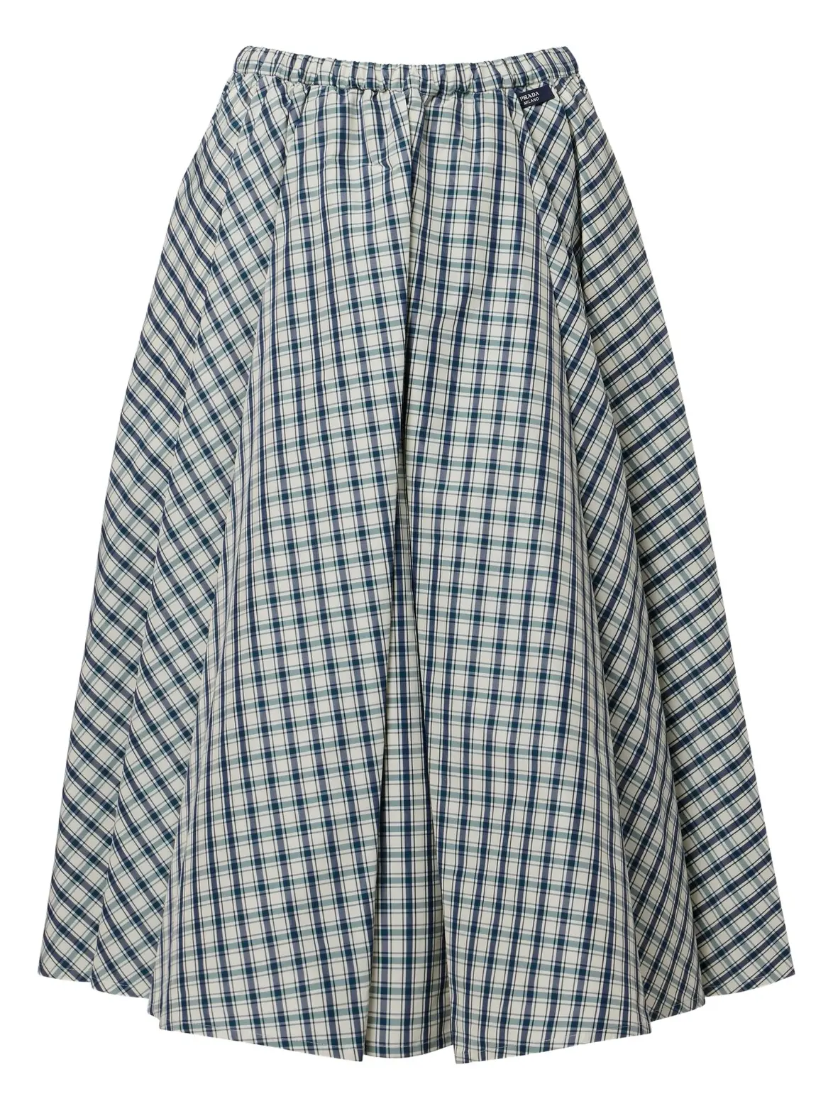 Checked cotton-blend chambray midi skirt Checked cotton-blend chambray midi skirt