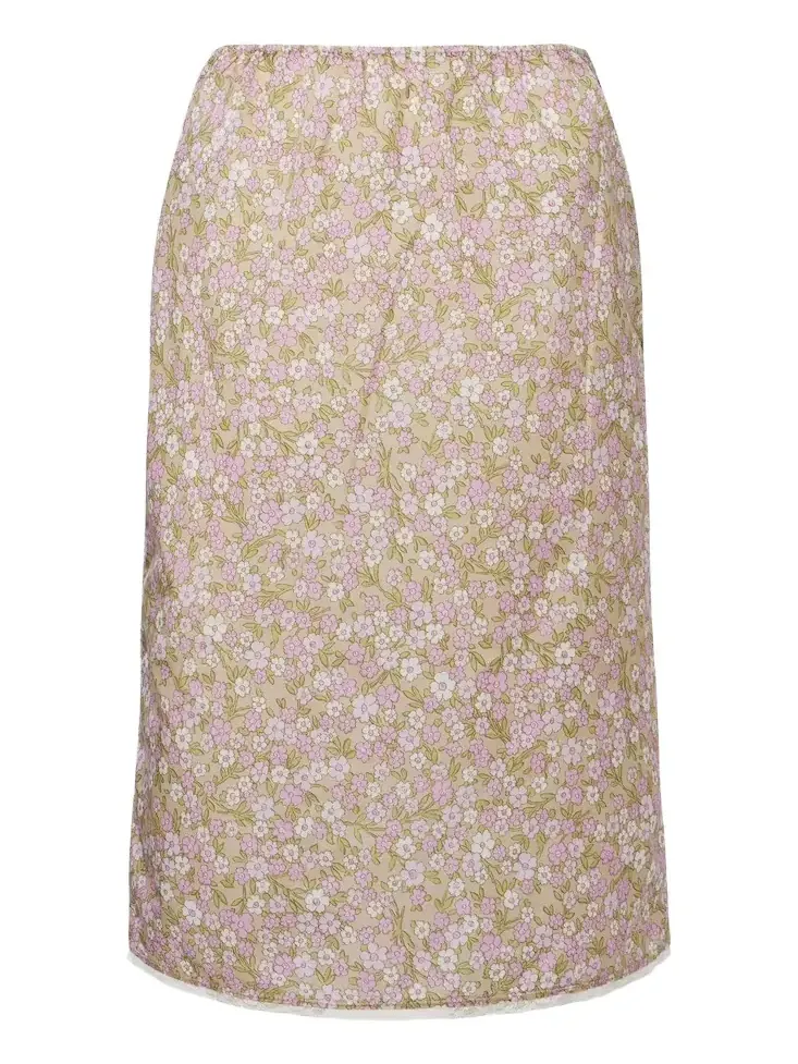 Re-Nylon lace-trimmed floral midi skirt Re-Nylon lace-trimmed floral midi skirt