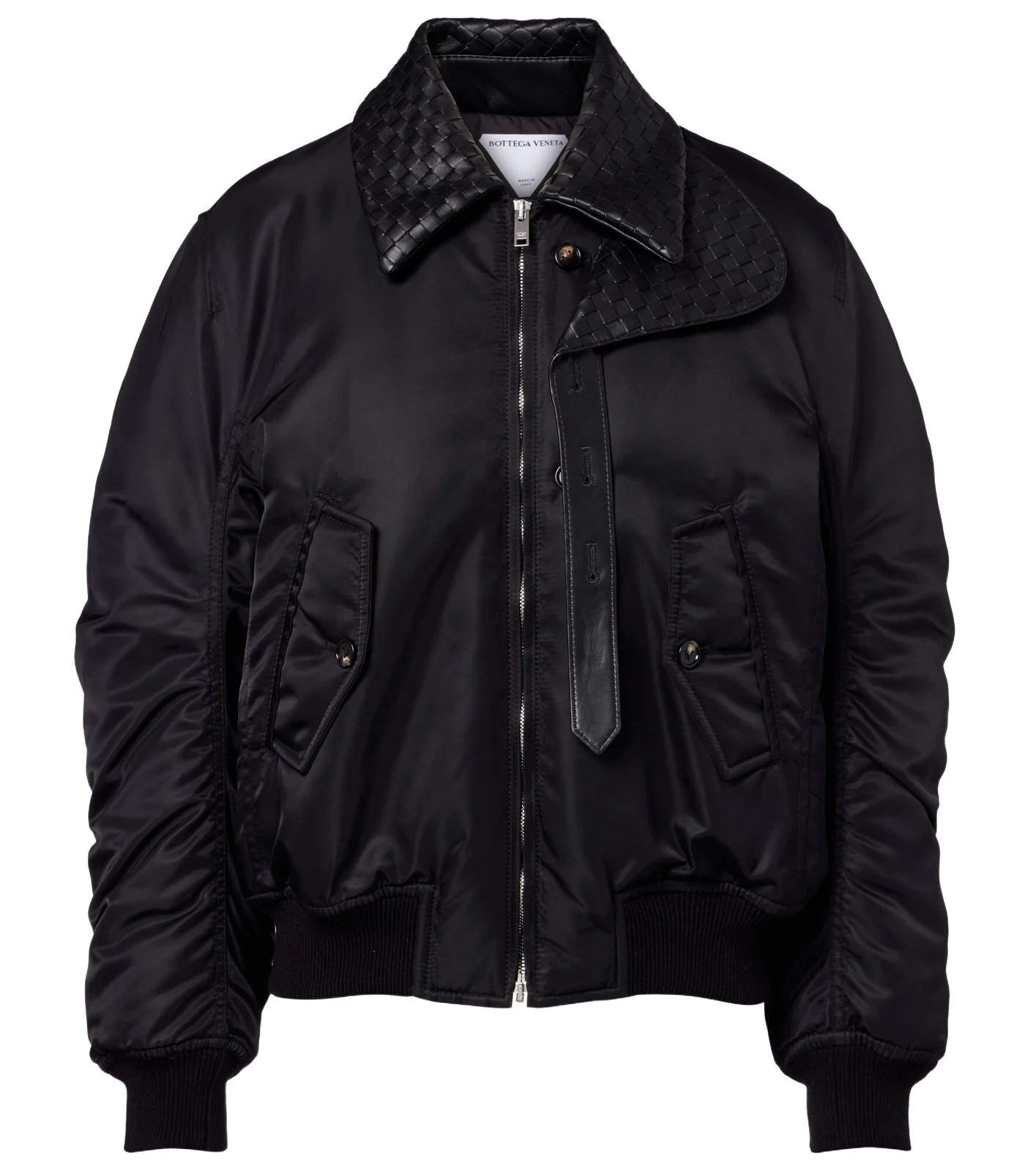 Intrecciato leather-trimmed blouson jacket Intrecciato leather-trimmed blouson jacket