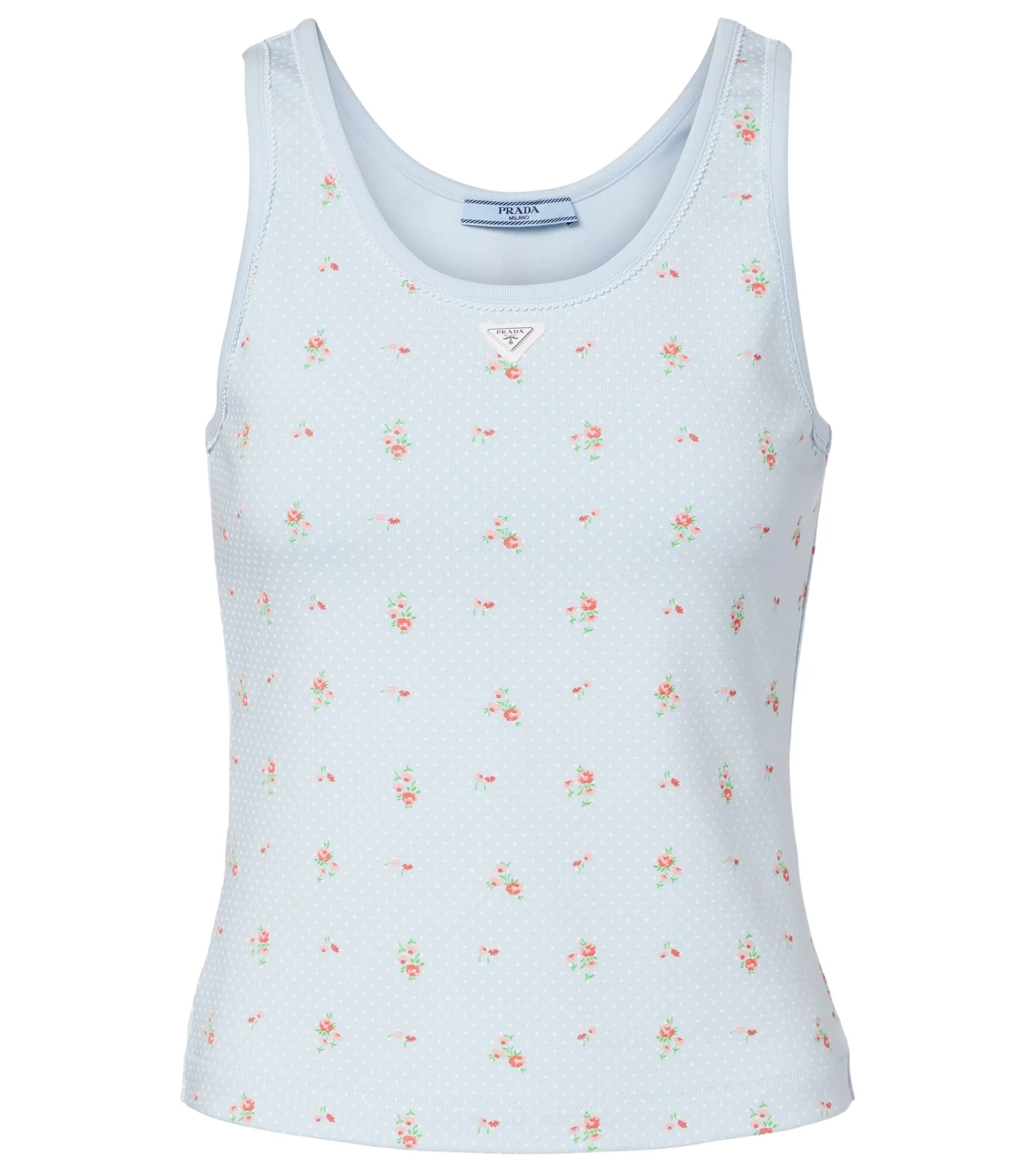Prada Floral cotton-blend tank top