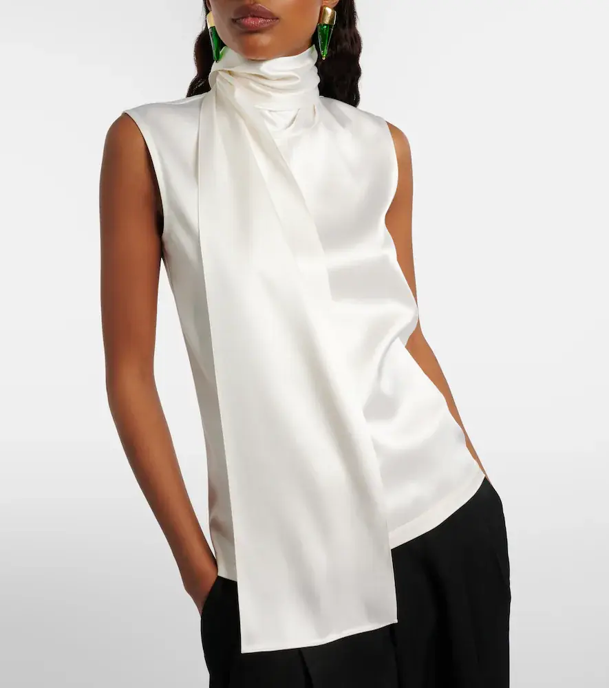 Bottega Veneta Scarf-detail silk-blend satin top | Thumbnail 2 Bottega Veneta Scarf-detail silk-blend satin top | Thumbnail 2