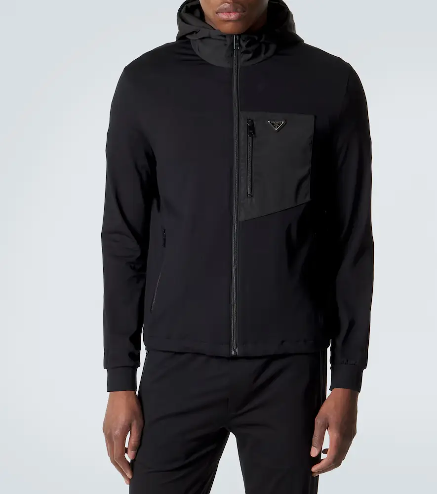Prada Re-Nylon and cotton-blend hoodie | Thumbnail 3 Prada Re-Nylon and cotton-blend hoodie | Thumbnail 3