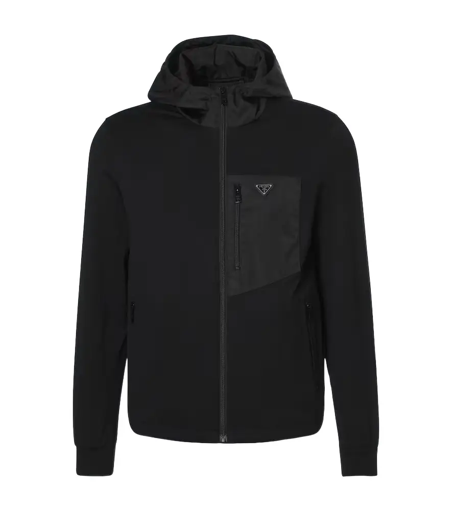 Prada Re-Nylon and cotton-blend hoodie