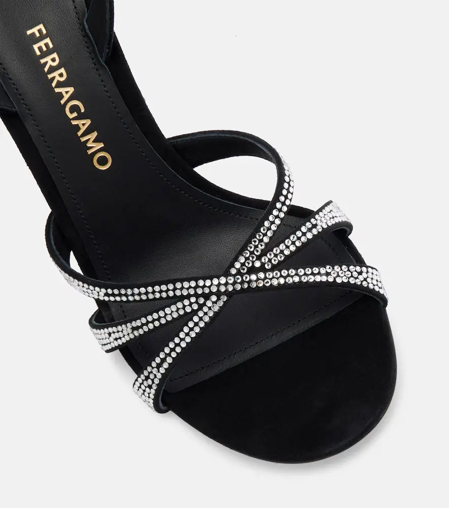 Ferragamo 90 crystal-embellished suede sandals | Thumbnail 2 Ferragamo 90 crystal-embellished suede sandals | Thumbnail 2
