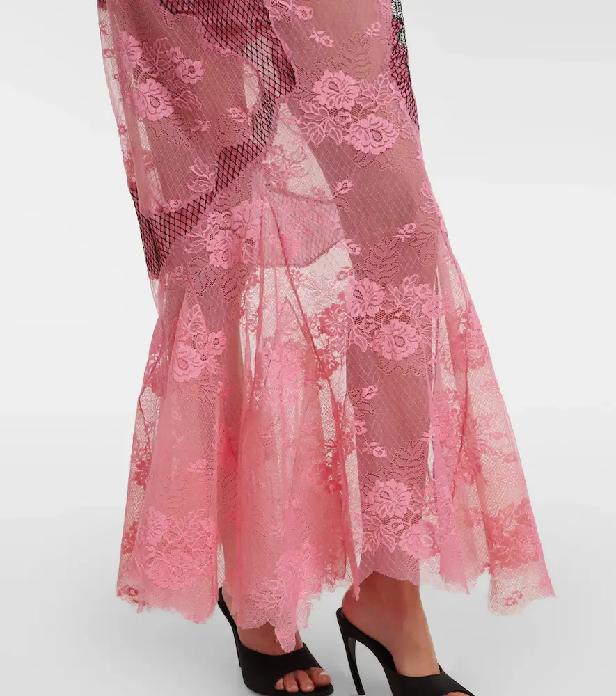 The Attico Sheer lace and mesh maxi dress | Thumbnail 3