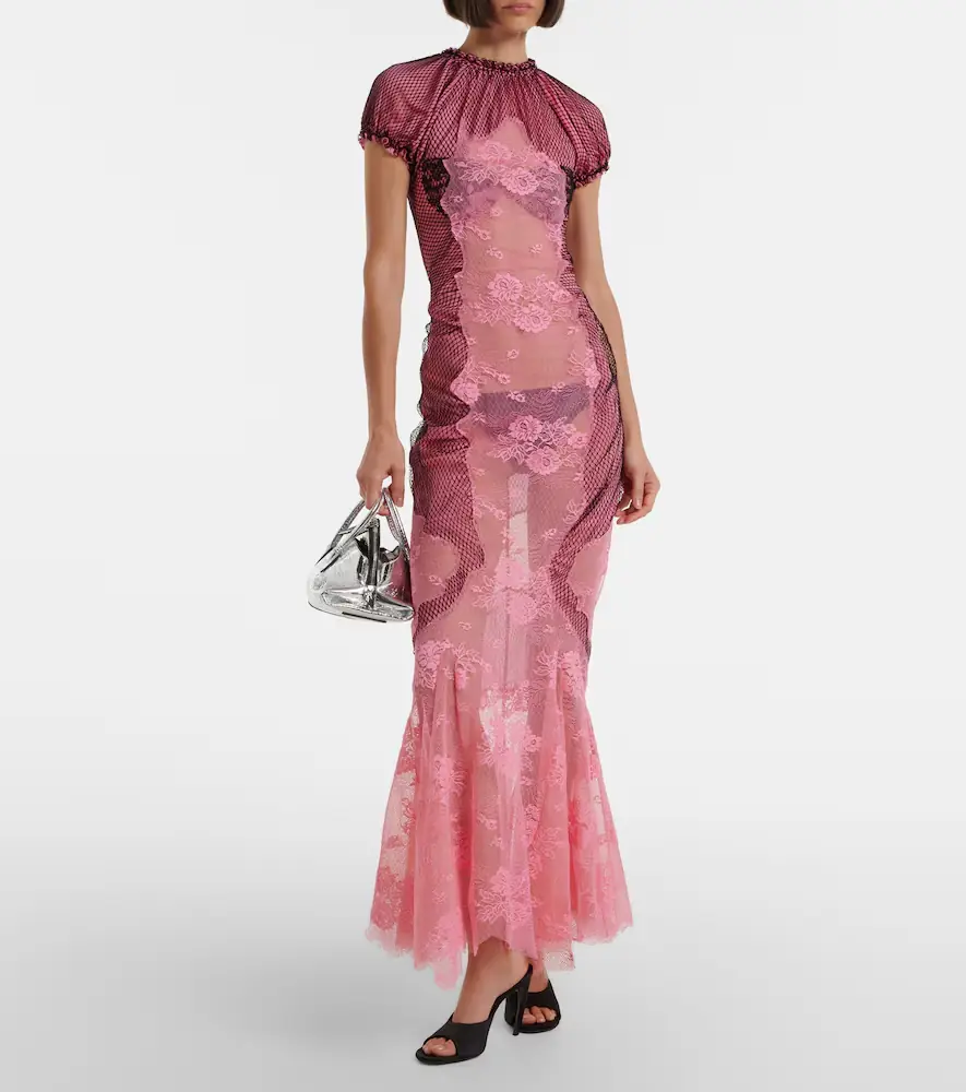 The Attico Sheer lace and mesh maxi dress | Thumbnail 4