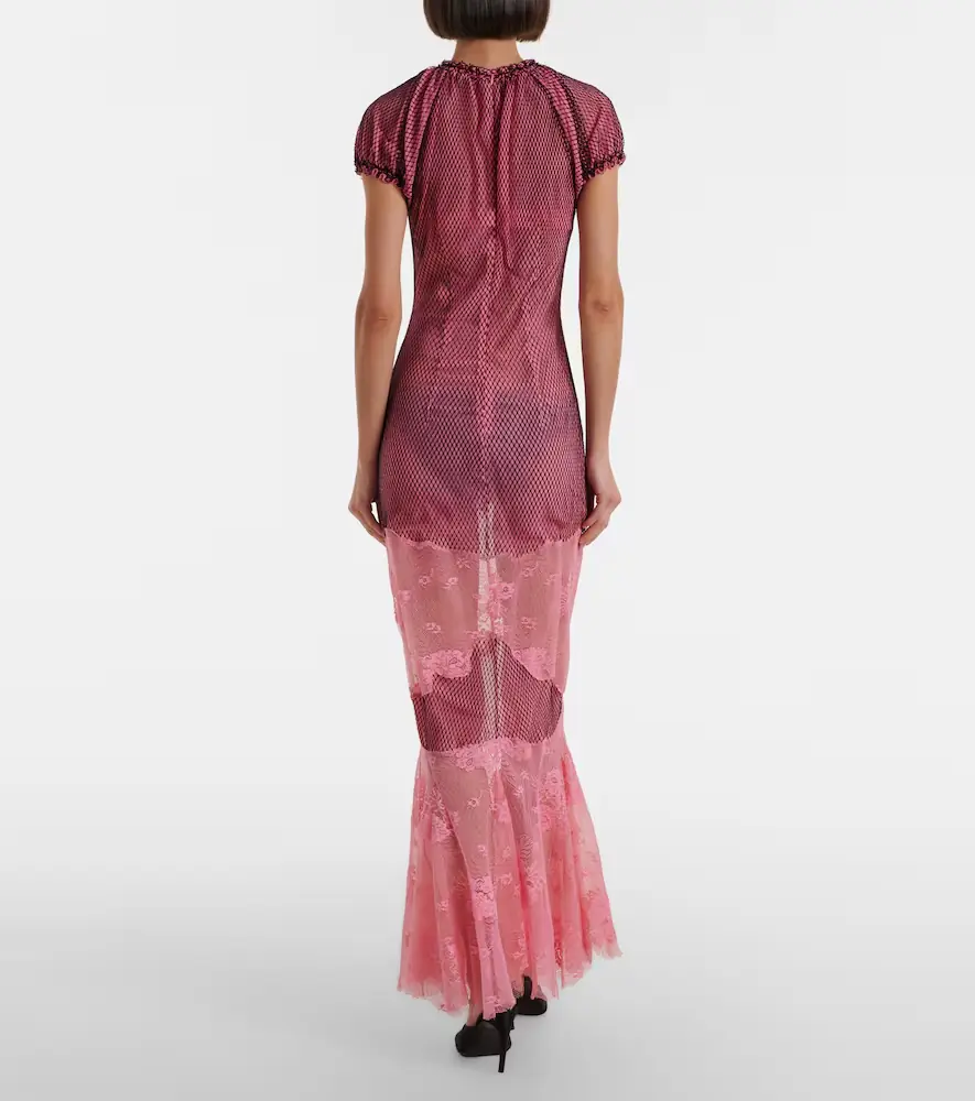 The Attico Sheer lace and mesh maxi dress | Thumbnail 5