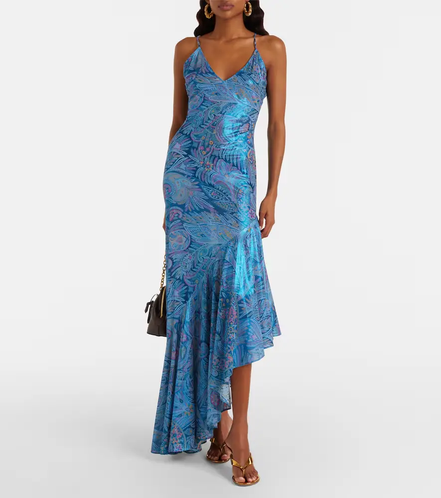 Etro Paisley asymmetric ruffled midi dress | Thumbnail 3