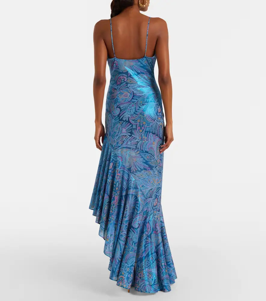 Etro Paisley asymmetric ruffled midi dress | Thumbnail 4