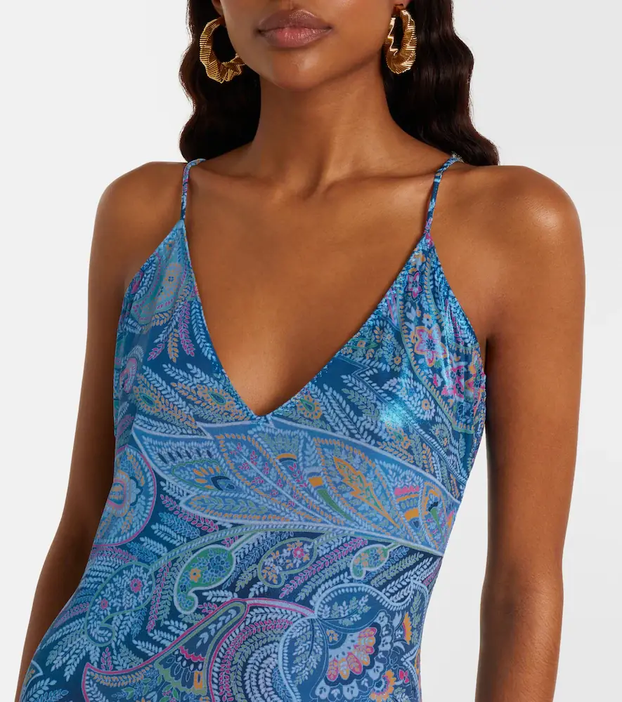 Etro Paisley asymmetric ruffled midi dress | Thumbnail 5
