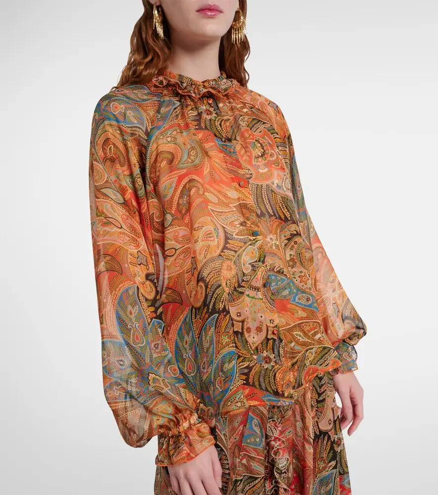 Etro Printed ruffled silk blouse | Thumbnail 5 Etro Printed ruffled silk blouse | Thumbnail 5