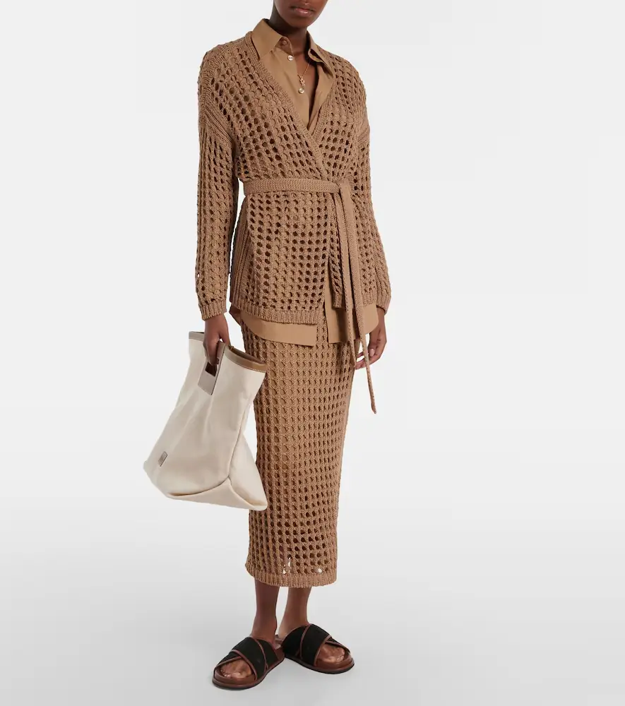 Max Mara Gelo open-knit cotton wrap cardigan | Thumbnail 3 Max Mara Gelo open-knit cotton wrap cardigan | Thumbnail 3