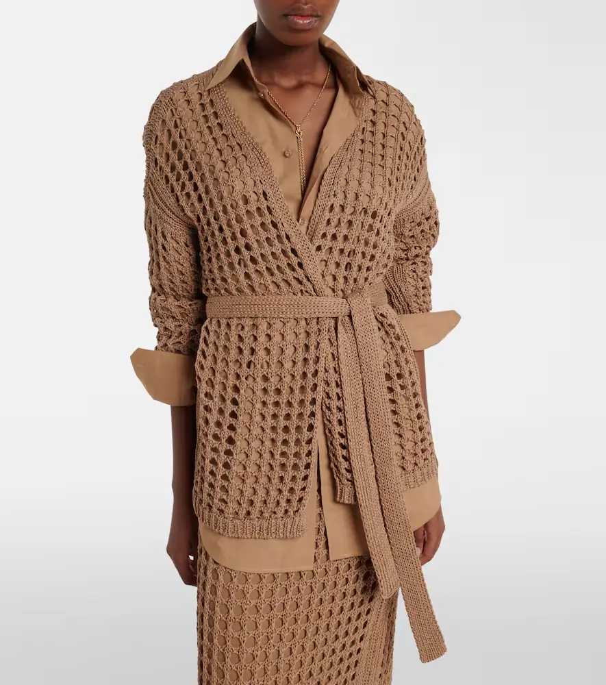 Max Mara Gelo open-knit cotton wrap cardigan | Thumbnail 6 Max Mara Gelo open-knit cotton wrap cardigan | Thumbnail 6