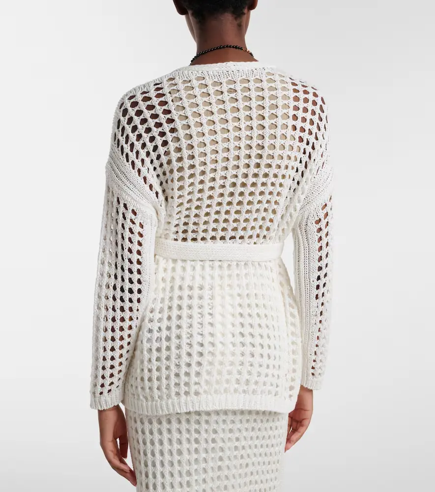 Max Mara Gelo open-knit cotton wrap cardigan | Thumbnail 4 Max Mara Gelo open-knit cotton wrap cardigan | Thumbnail 4