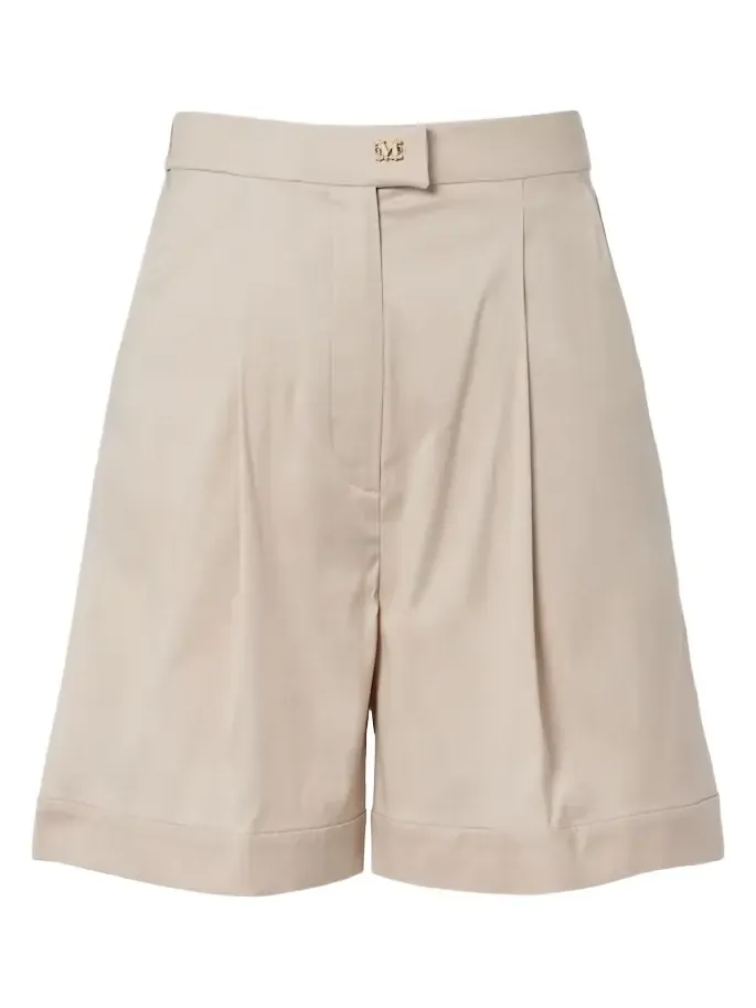 Medeola pleated cotton-blend Bermuda shorts