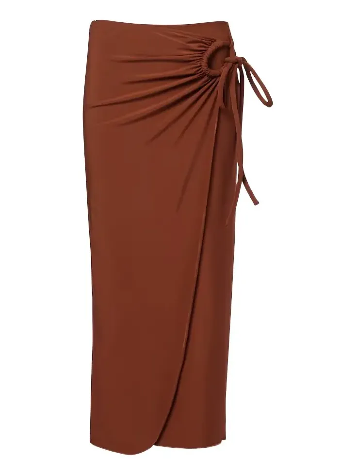Afoso gathered jersey wrap skirt