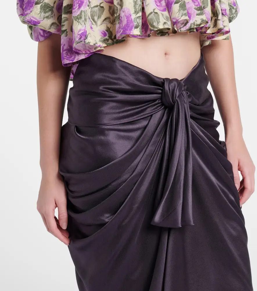 Chloe Chloé Gathered silk satin midi skirt | Thumbnail 2 Chloe Chloé Gathered silk satin midi skirt | Thumbnail 2