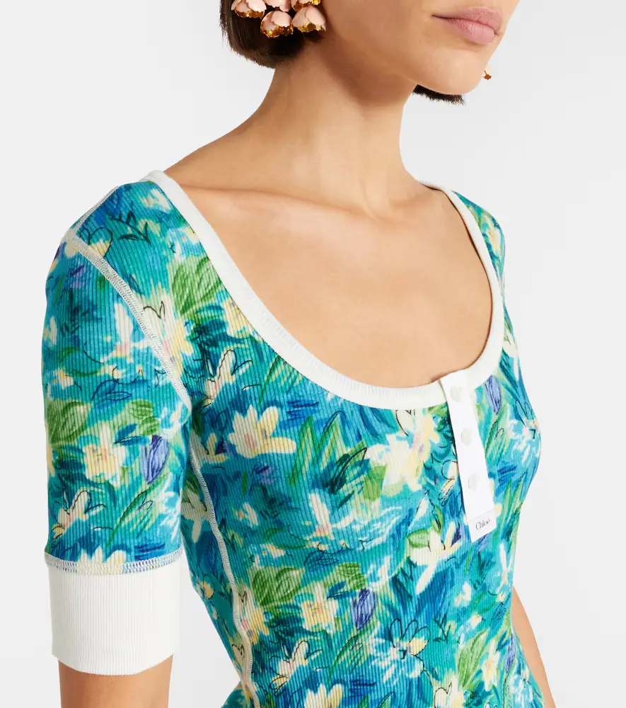Chloe Chloé Floral ribbed-knit cotton-blend top | Thumbnail 4 Chloe Chloé Floral ribbed-knit cotton-blend top | Thumbnail 4