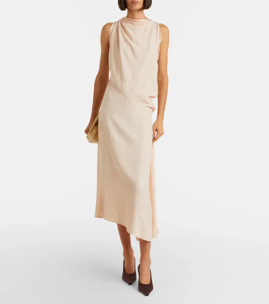 Victoria Beckham Asymmetric draped floral satin midi dress | Thumbnail 4
