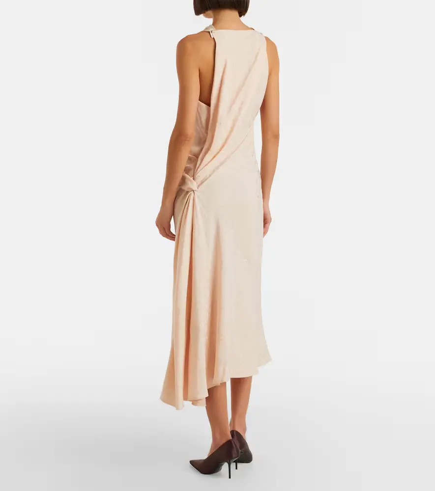 Victoria Beckham Asymmetric draped floral satin midi dress | Thumbnail 5