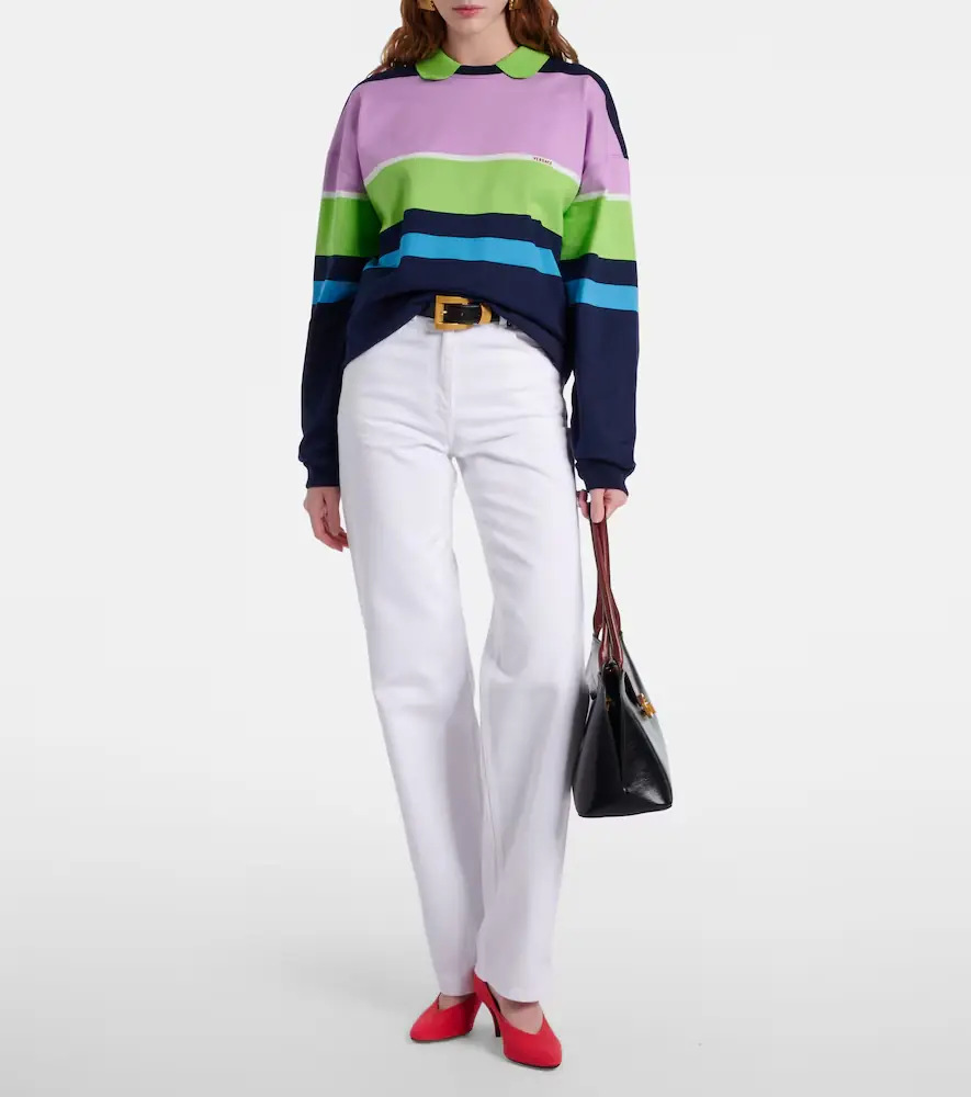 Versace Striped cotton jersey polo sweater | Thumbnail 2 Versace Striped cotton jersey polo sweater | Thumbnail 2