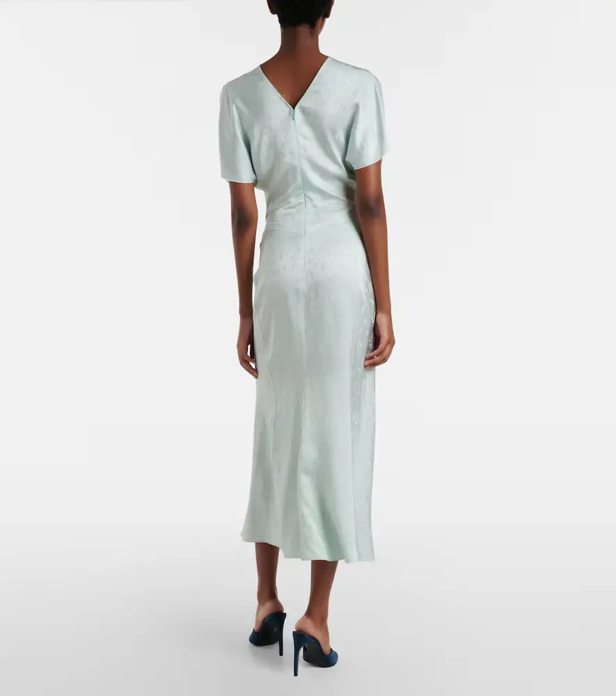 Victoria Beckham Gathered jacquard midi dress | Thumbnail 4 Victoria Beckham Gathered jacquard midi dress | Thumbnail 4