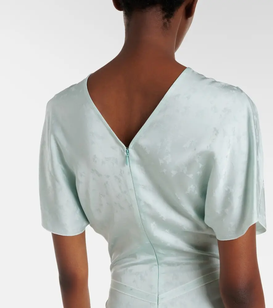 Victoria Beckham Gathered jacquard midi dress | Thumbnail 5 Victoria Beckham Gathered jacquard midi dress | Thumbnail 5