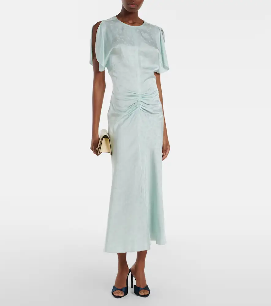 Victoria Beckham Gathered jacquard midi dress | Thumbnail 6 Victoria Beckham Gathered jacquard midi dress | Thumbnail 6