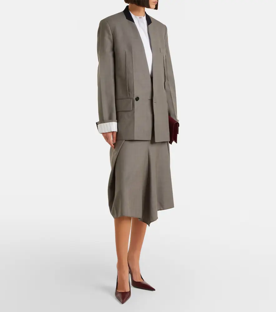 Victoria Beckham Asymmetric virgin wool midi skirt | Thumbnail 2 Victoria Beckham Asymmetric virgin wool midi skirt | Thumbnail 2