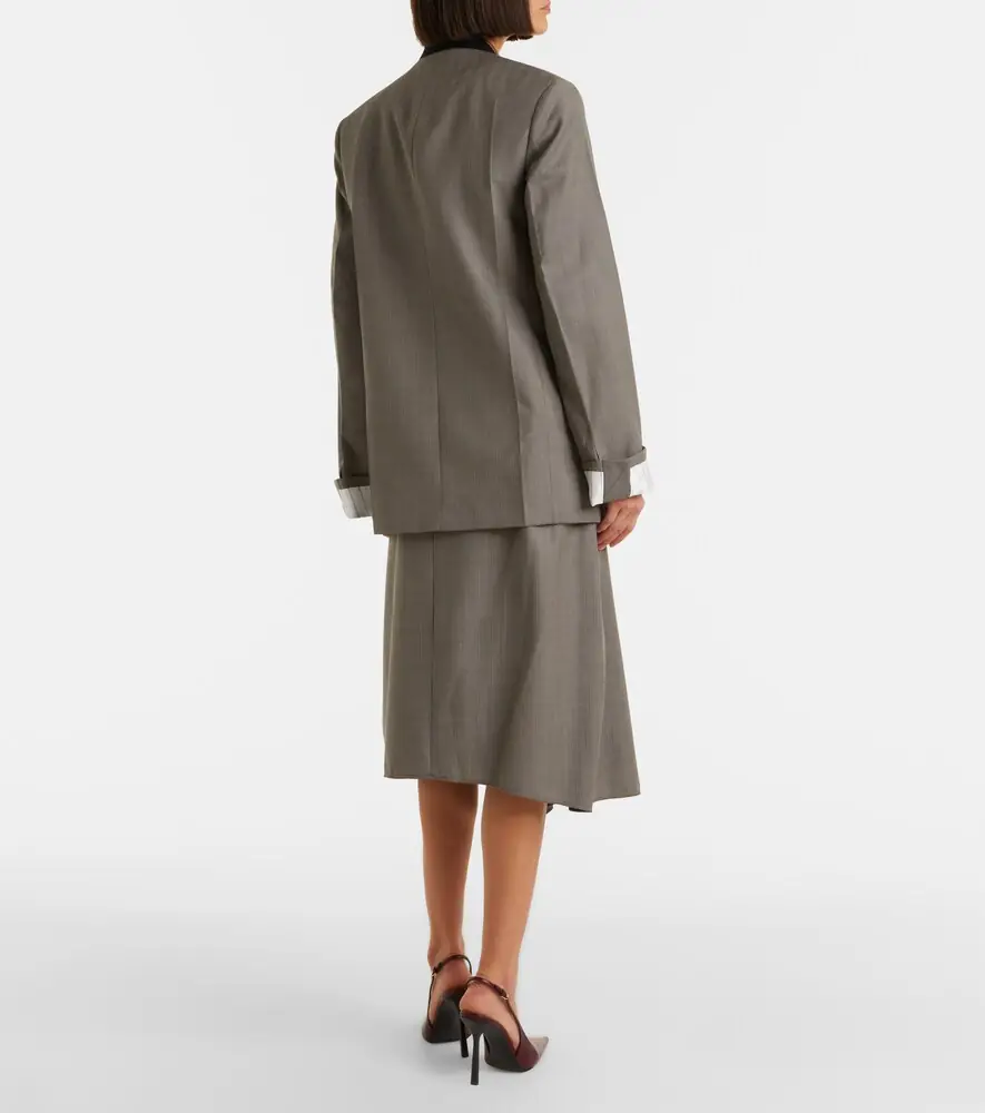 Victoria Beckham Asymmetric virgin wool midi skirt | Thumbnail 4 Victoria Beckham Asymmetric virgin wool midi skirt | Thumbnail 4