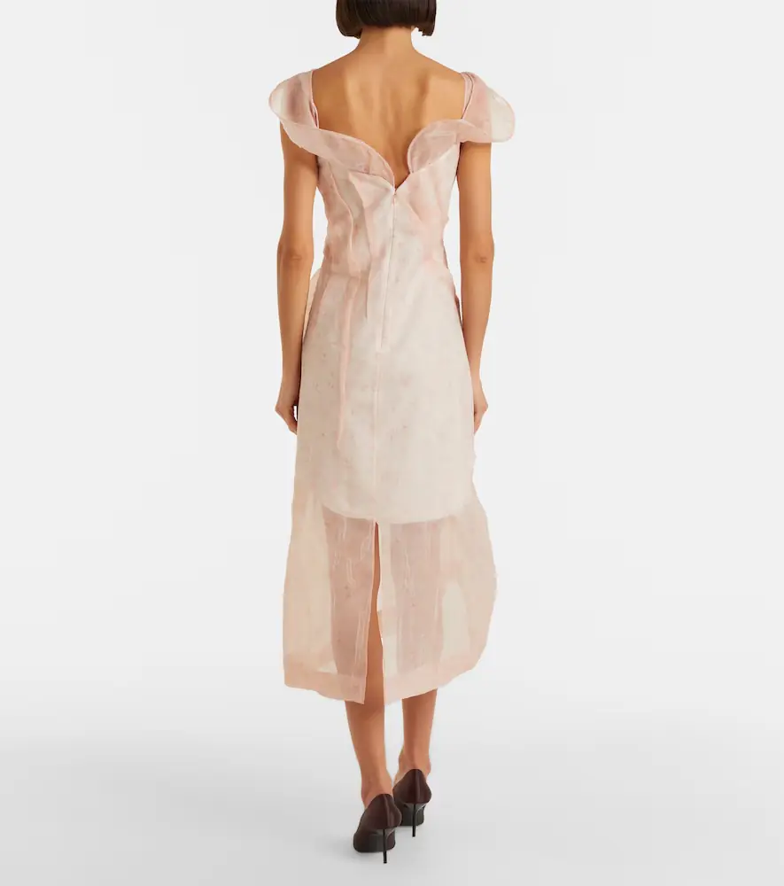 Victoria Beckham Asymmetric ruched organza midi dress | Thumbnail 2 Victoria Beckham Asymmetric ruched organza midi dress | Thumbnail 2