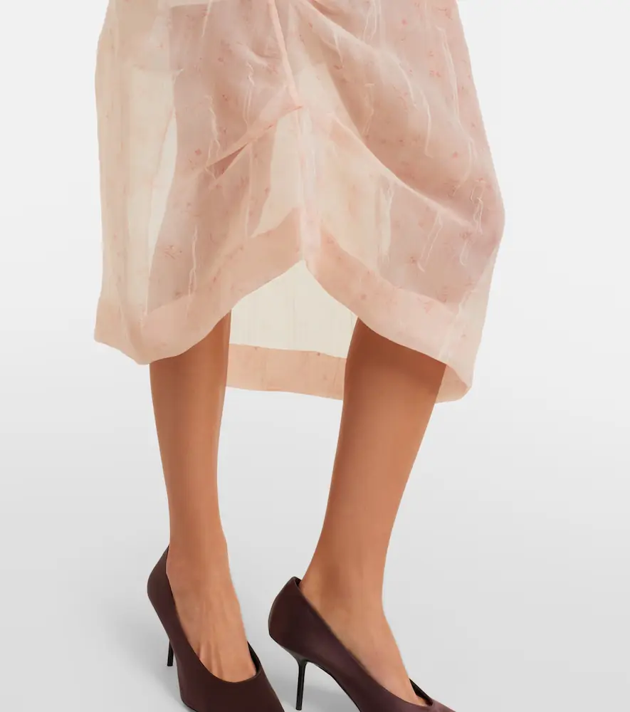 Victoria Beckham Asymmetric ruched organza midi dress | Thumbnail 3 Victoria Beckham Asymmetric ruched organza midi dress | Thumbnail 3