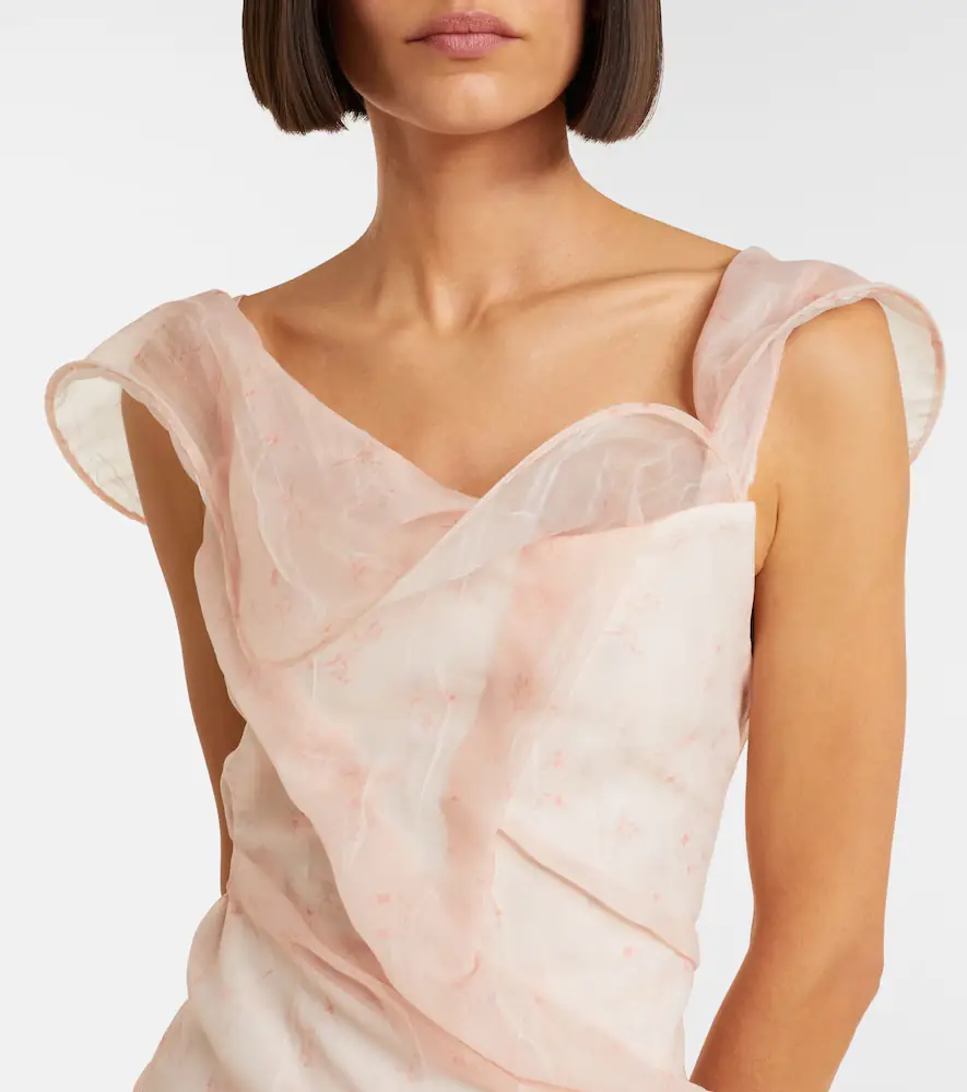 Victoria Beckham Asymmetric ruched organza midi dress | Thumbnail 4 Victoria Beckham Asymmetric ruched organza midi dress | Thumbnail 4