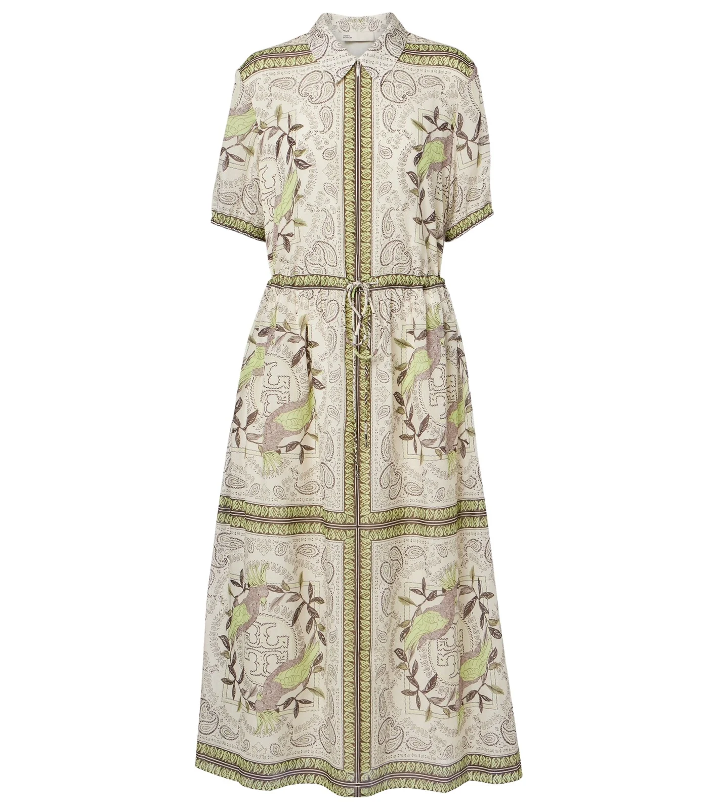 Printed silk and cotton midi dress
