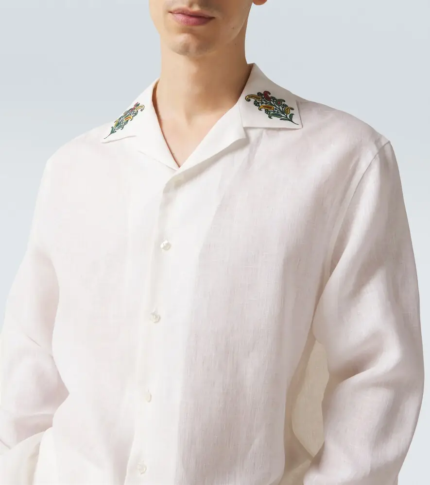 Etro Paisley embroidered linen shirt | Thumbnail 4
