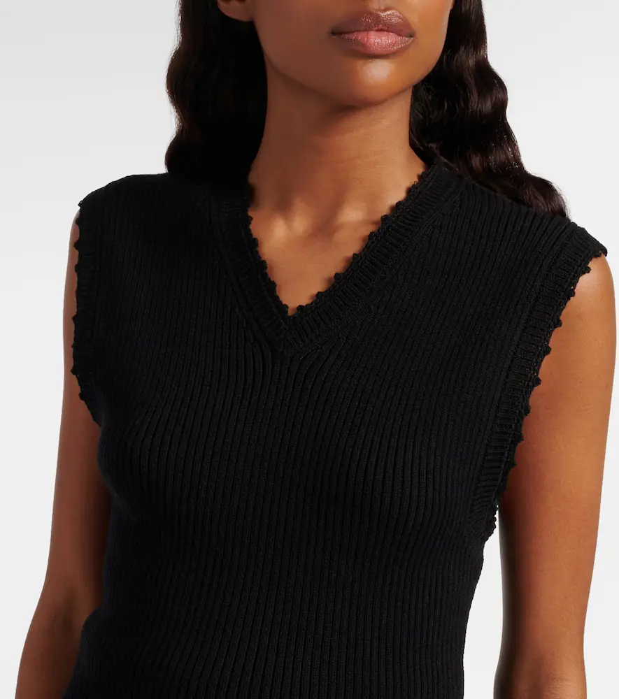 Ganni Crochet-trimmed ribbed cotton-blend top | Thumbnail 2