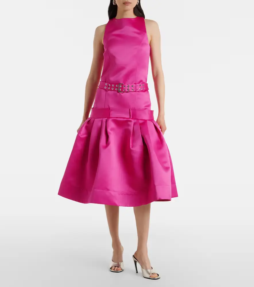 Ganni Belted satin midi dress | Thumbnail 2