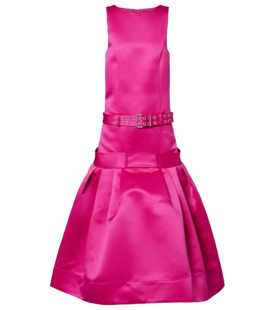 Ganni Belted satin midi dress