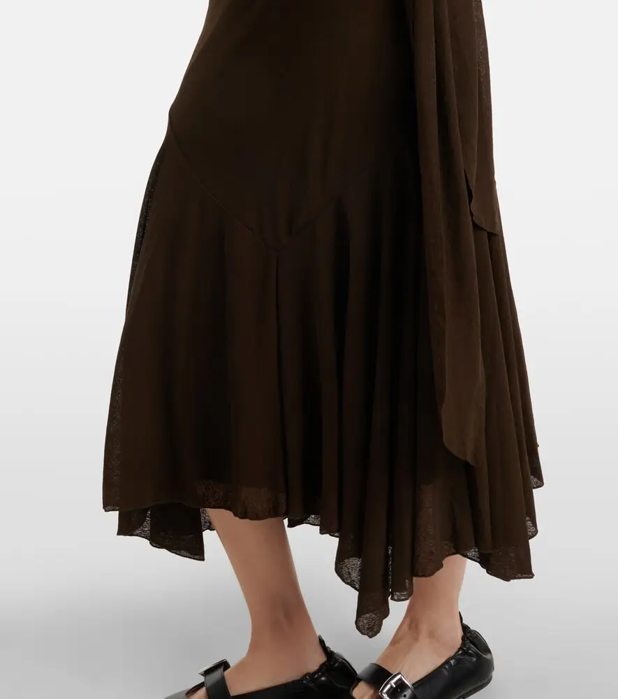 Ganni Asymmetric draped mesh midi dress | Thumbnail 6
