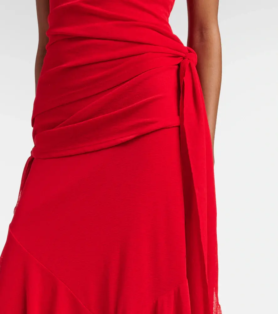 Ganni Draped asymmetric midi dress | Thumbnail 4