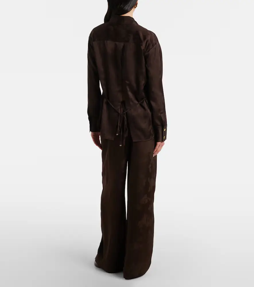 Ganni Satin jacquard wide-leg pants | Thumbnail 2