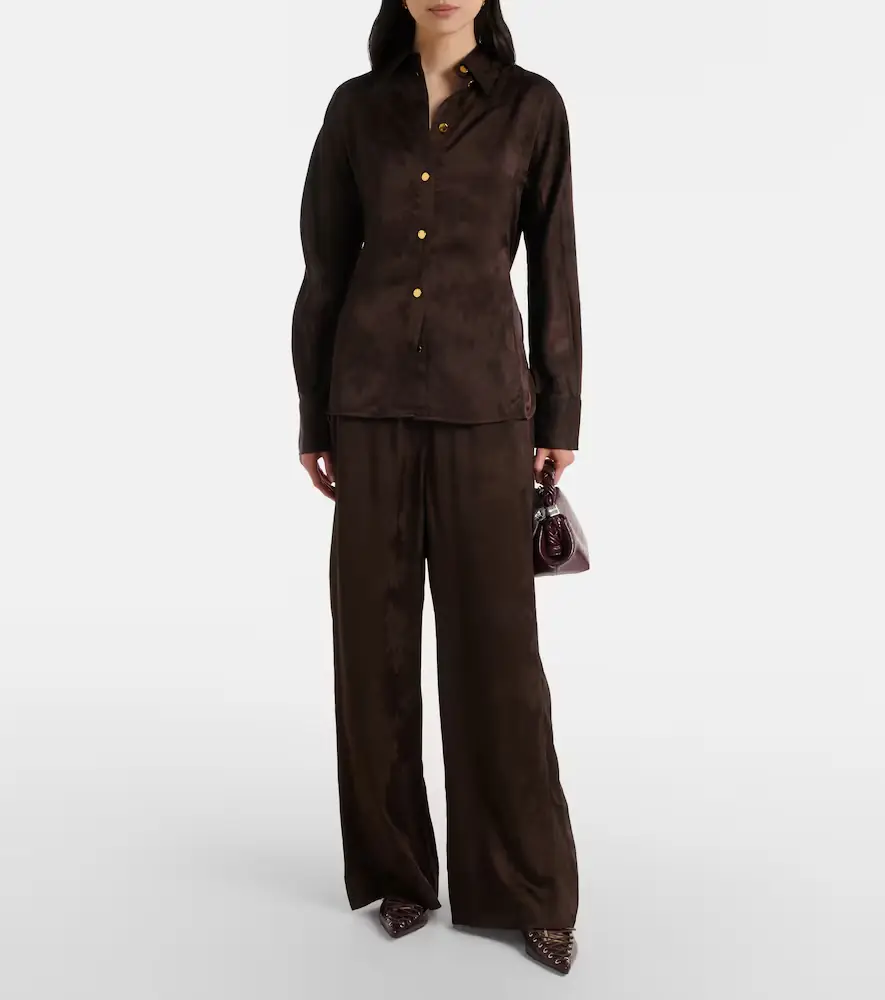 Ganni Satin jacquard wide-leg pants | Thumbnail 3