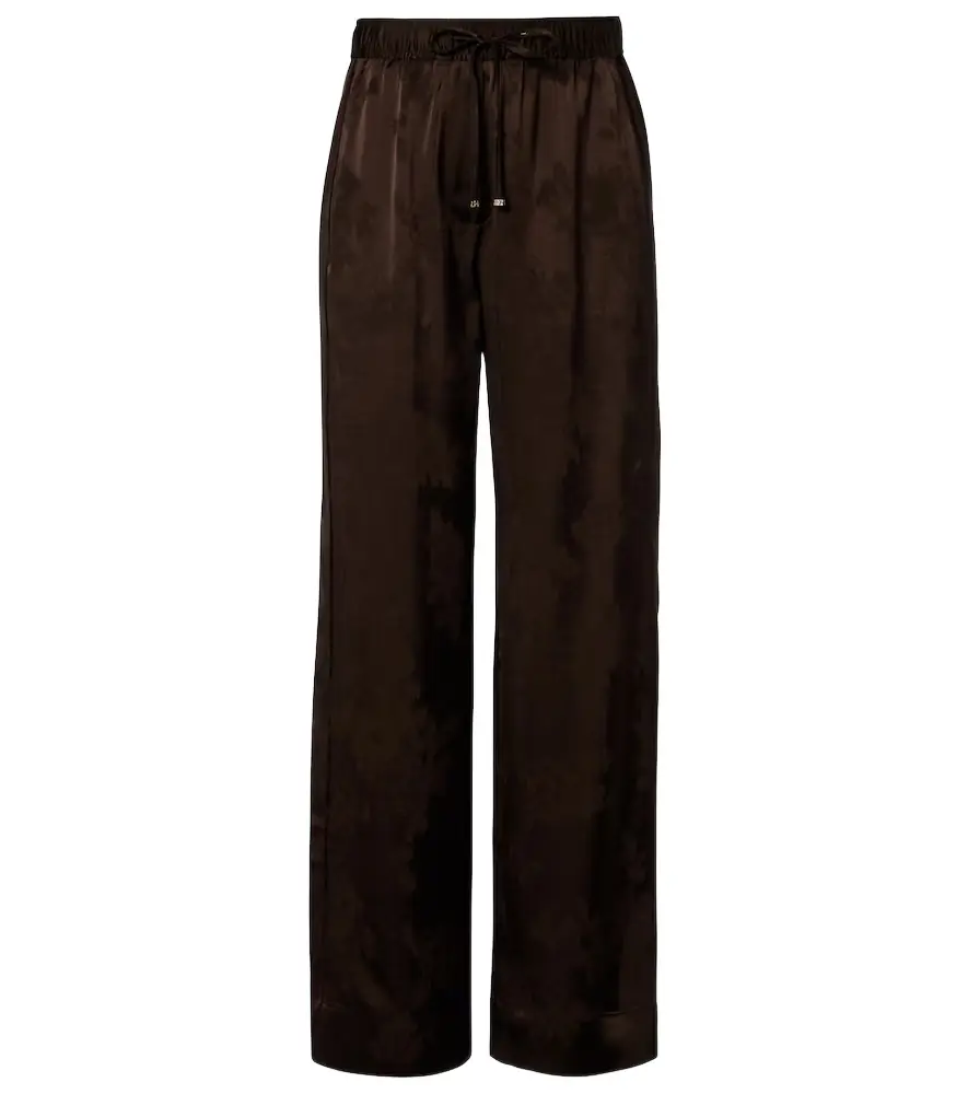 Ganni Satin jacquard wide-leg pants