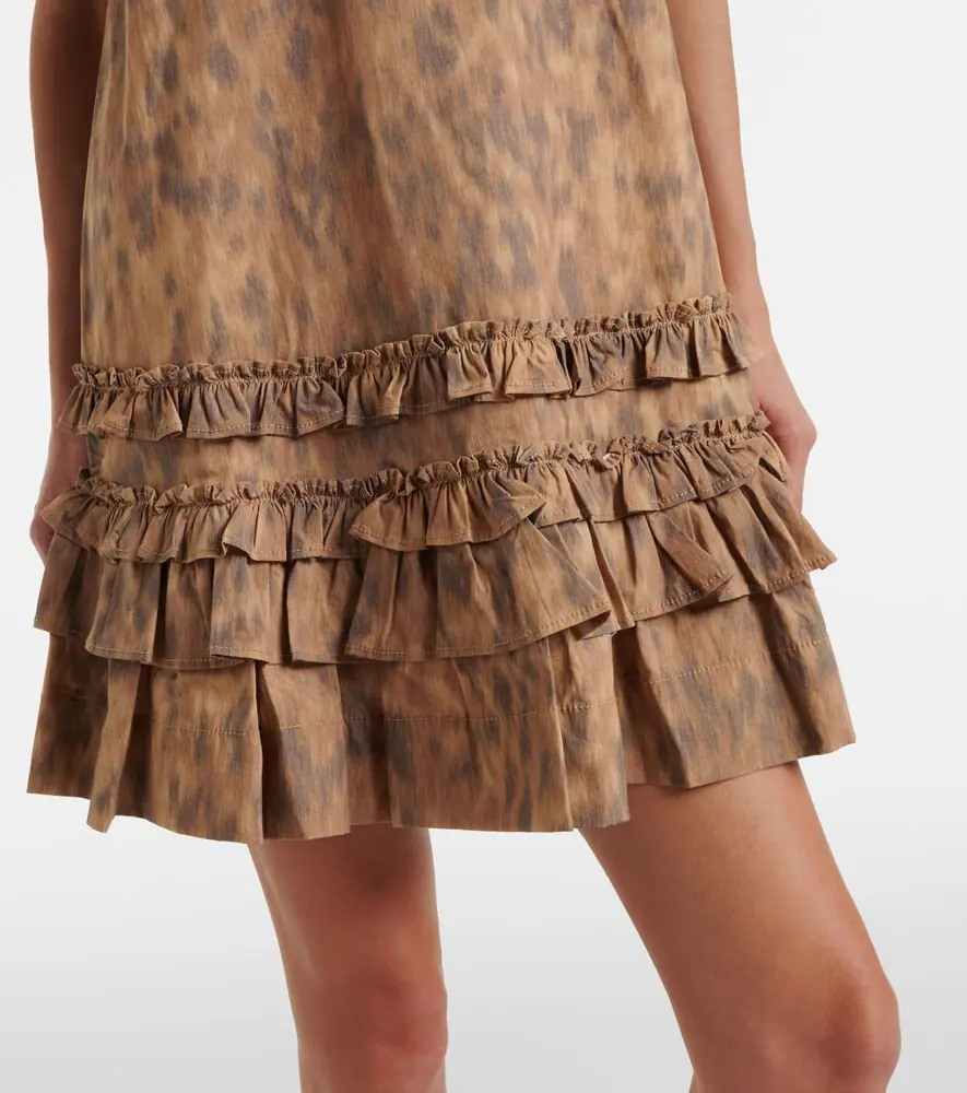 Ganni Ruffled printed cotton minidress | Thumbnail 6