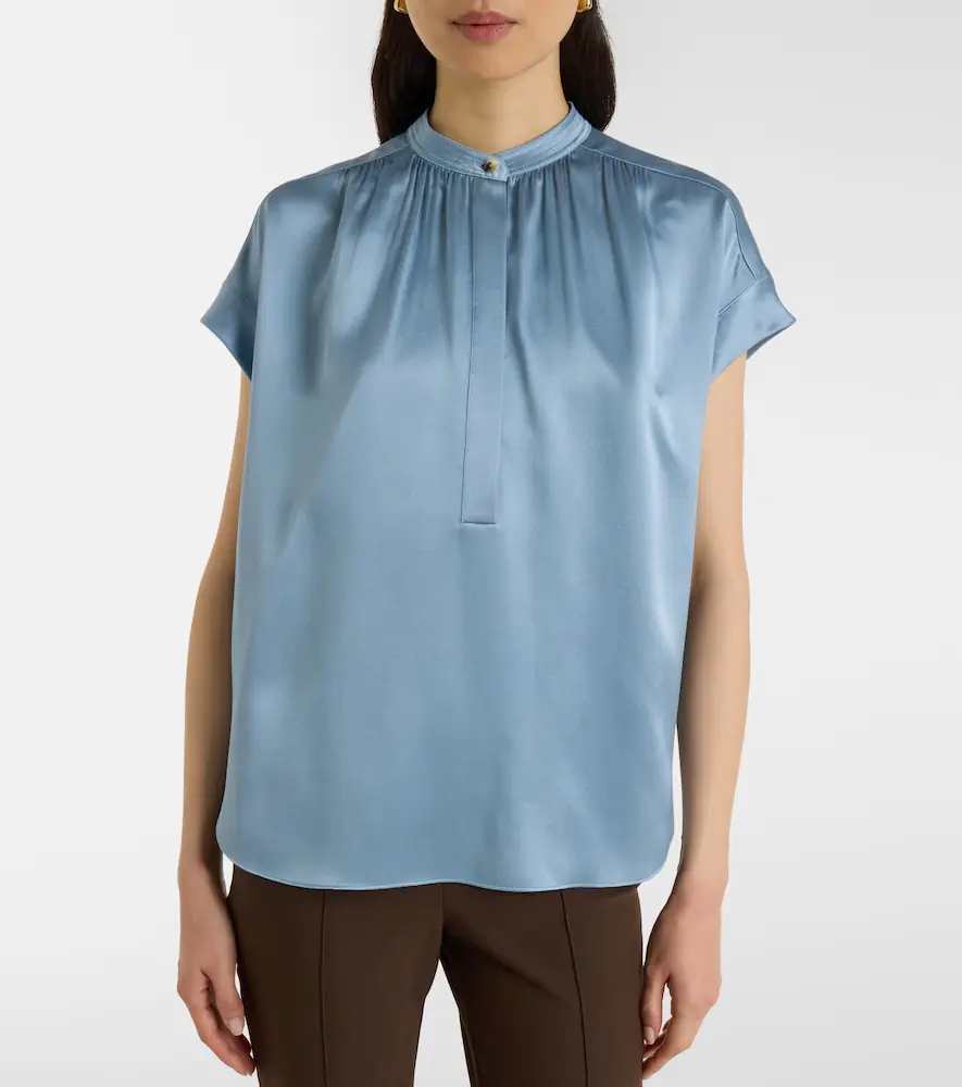 Vince Gathered silk satin blouse | Thumbnail 3