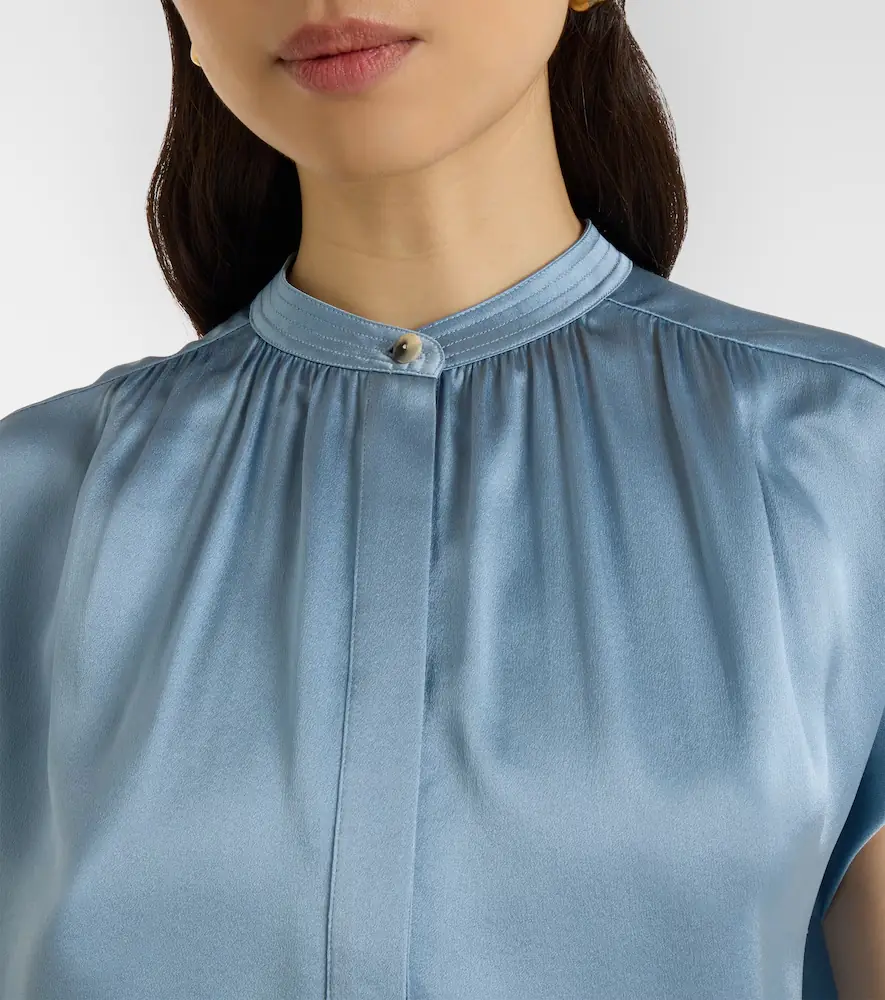 Vince Gathered silk satin blouse | Thumbnail 6