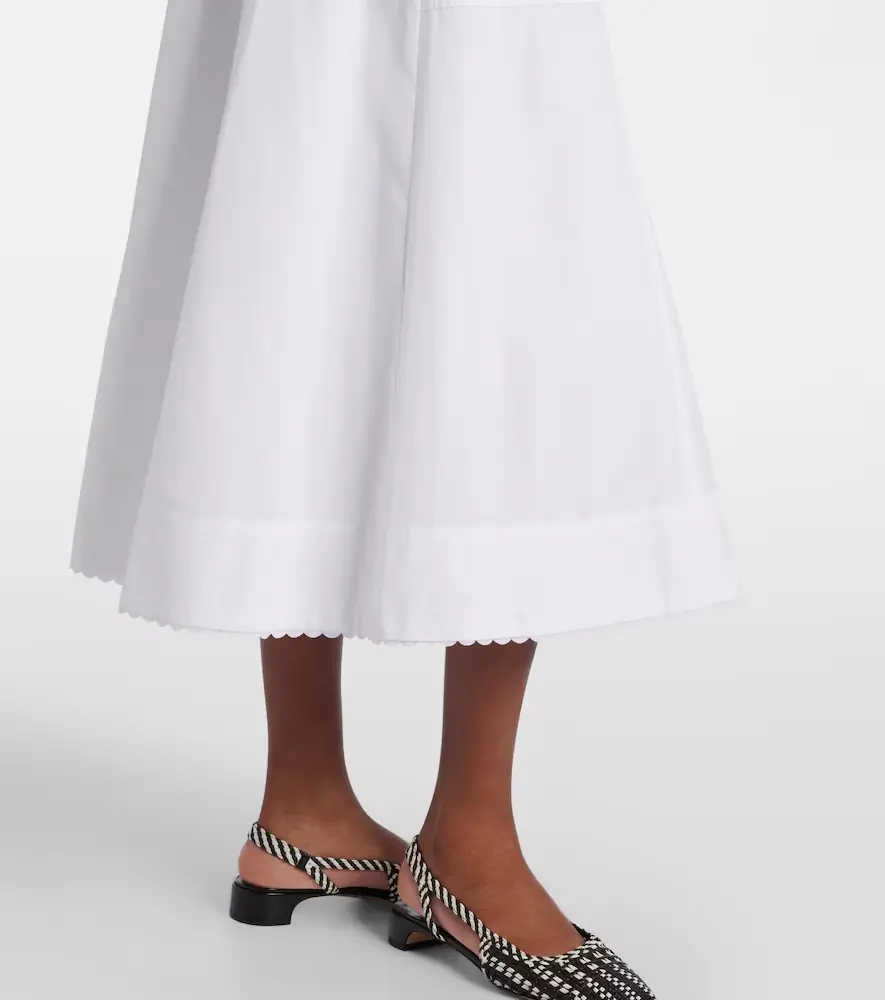 Vince Scalloped cotton poplin midi skirt | Thumbnail 5 Vince Scalloped cotton poplin midi skirt | Thumbnail 5