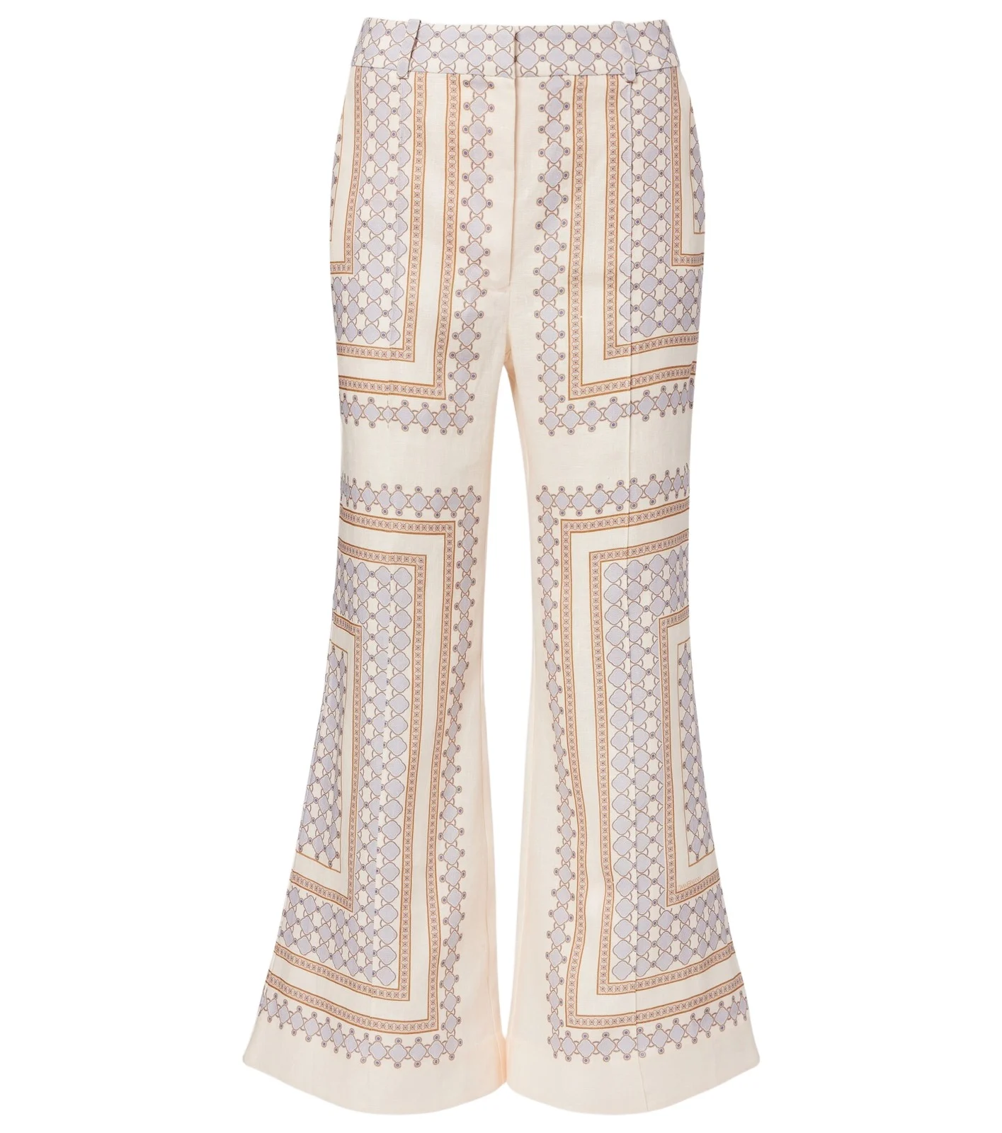 Printed cropped linen flared pants